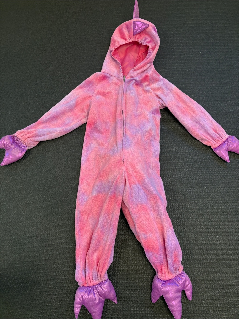 Pink & Purple Unicorn Kids Fleece One-Piece Footie with Hood